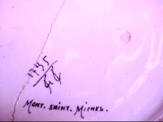 Signed Underneath Of Mont Saint Michael Plate At The Blue Tongue Studio